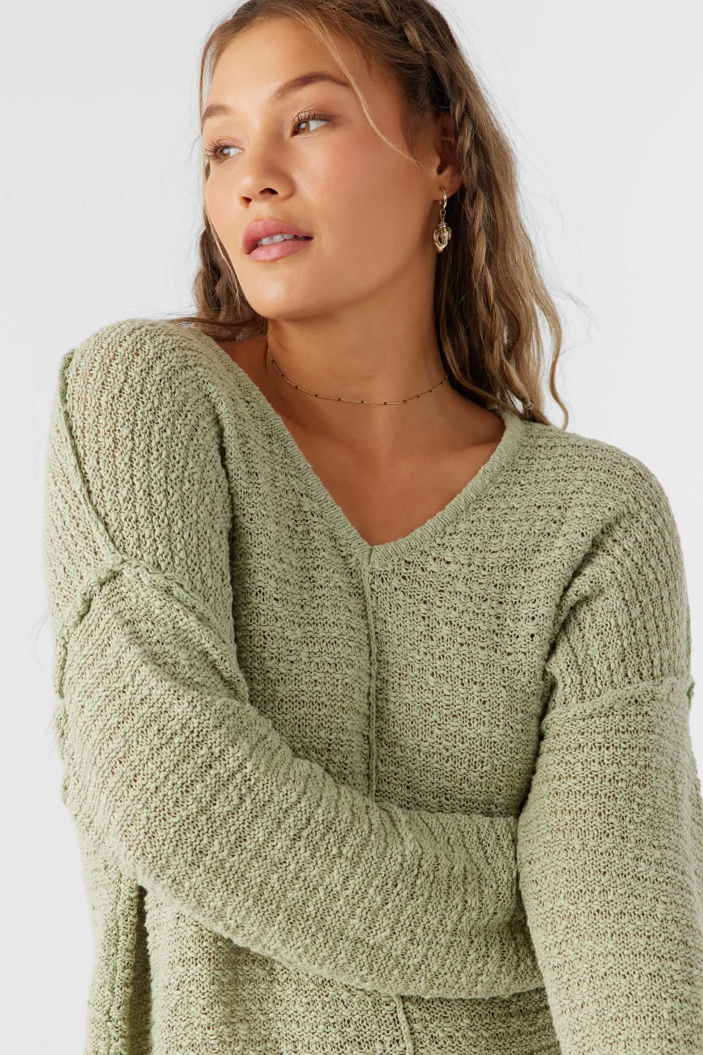 MARINA COTTON SLUB V-NECK SWEATER sold by O'Neill product image thumbnail 4