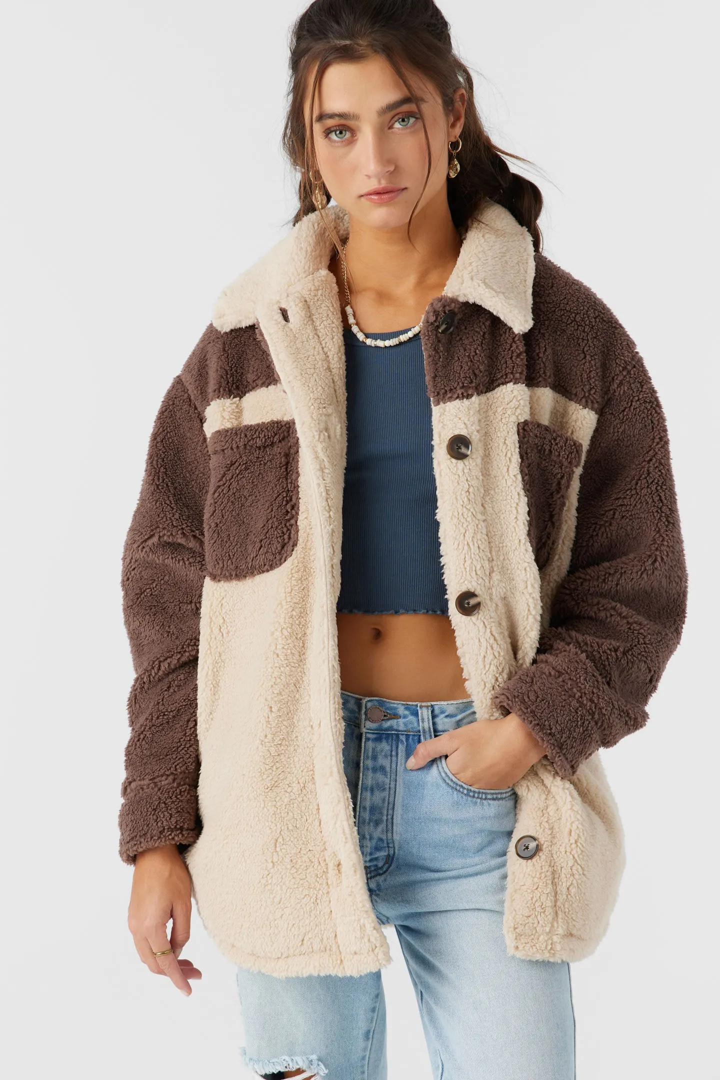 Heath Colorblock High Pile Oversized Fleece Jacket sold by O'Neill
