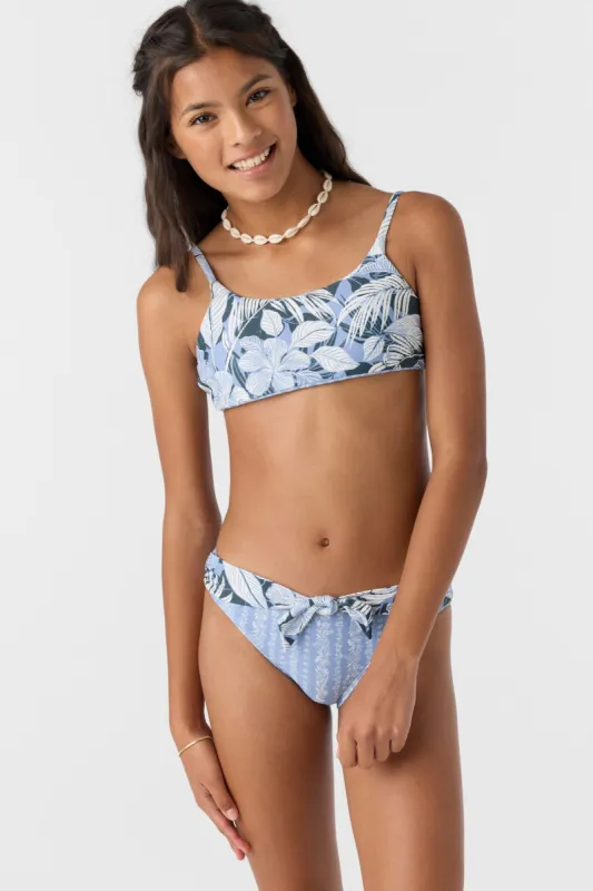 Girl's Palmetto Floral Stripe Tie Back Bralette Set sold by O'Neill