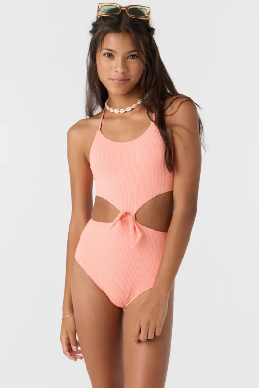 GIRL'S DAWNBREAK RIB KNOT FRONT ONE-PIECE sold by O'Neill