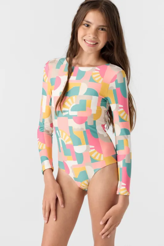 GIRL'S LISBON GEO TWIST BACK SURF SUIT sold by O'Neill