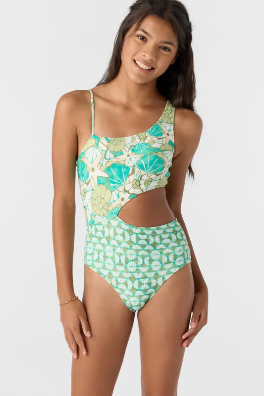 GIRL'S SHELL ABSTRACT ASYMM ONE-PIECE sold by O'Neill