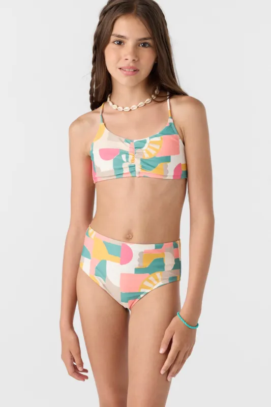 GIRL'S LISBON GEO RUCHED BRALETTE SET sold by O'Neill