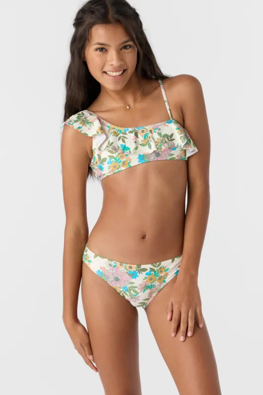 Girl's Cara Floral Asymm Ruffle Bralette Top Set sold by O'Neill