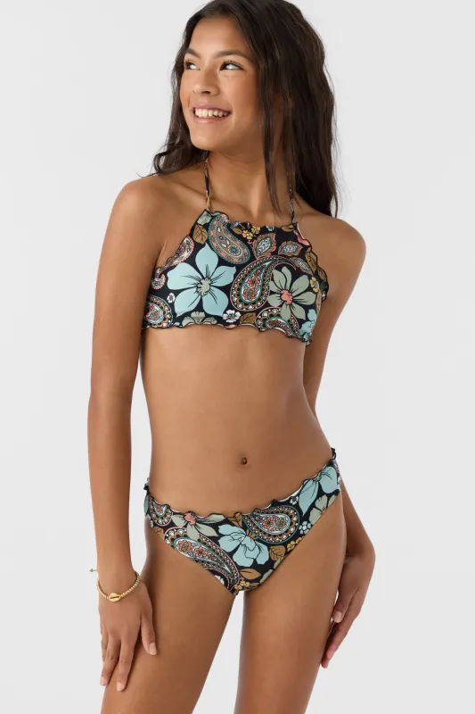 GIRL'S MOD BOHO RUFFLE EDGE HIGH NECK SWIM SET sold by O'Neill