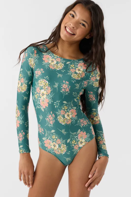 GIRL'S NAYA FLORAL TWIST BACK SURF SUIT sold by O'Neill