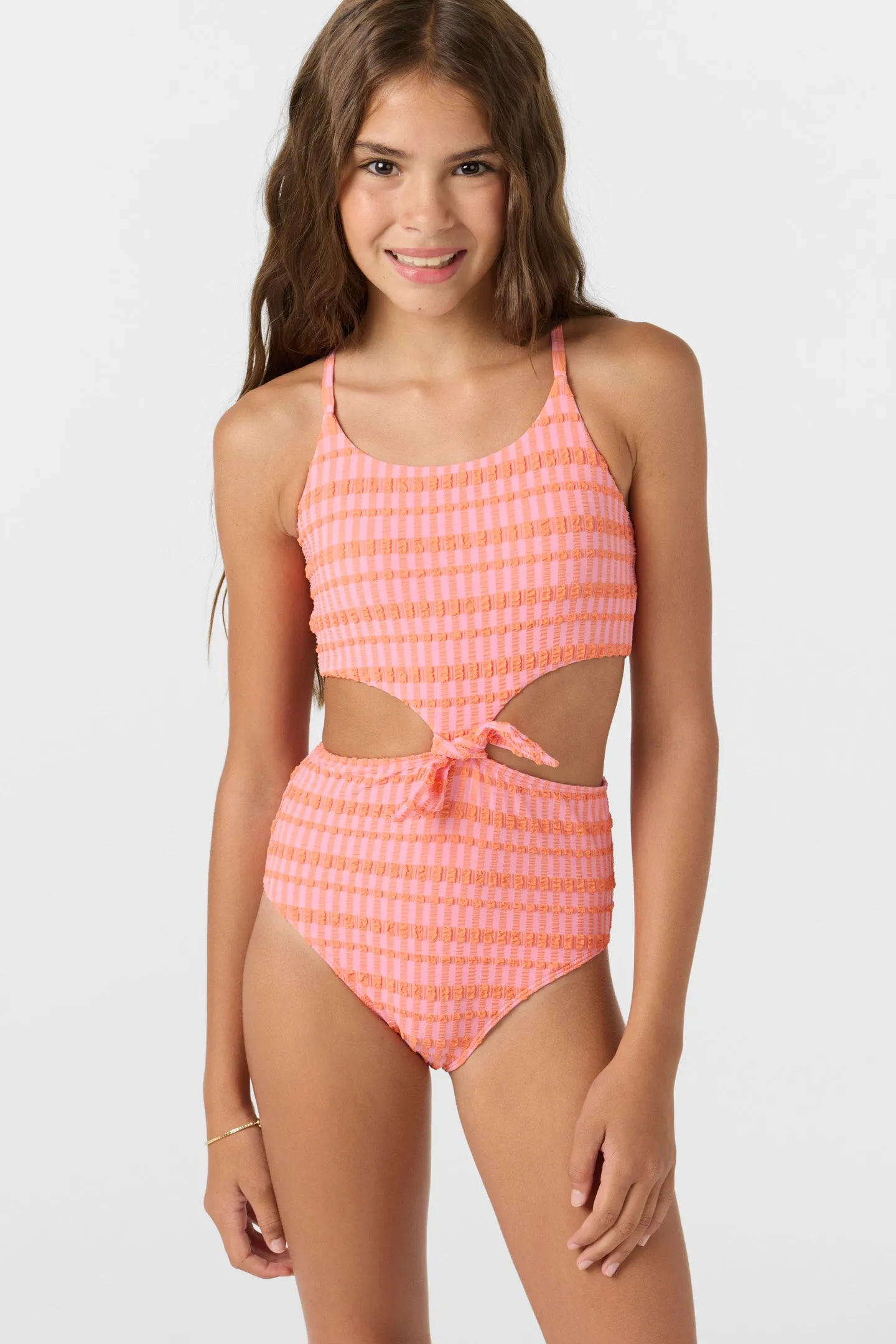 Girl's Paradise Plaid Knot Front One-Piece sold by O'Neill product image thumbnail 5