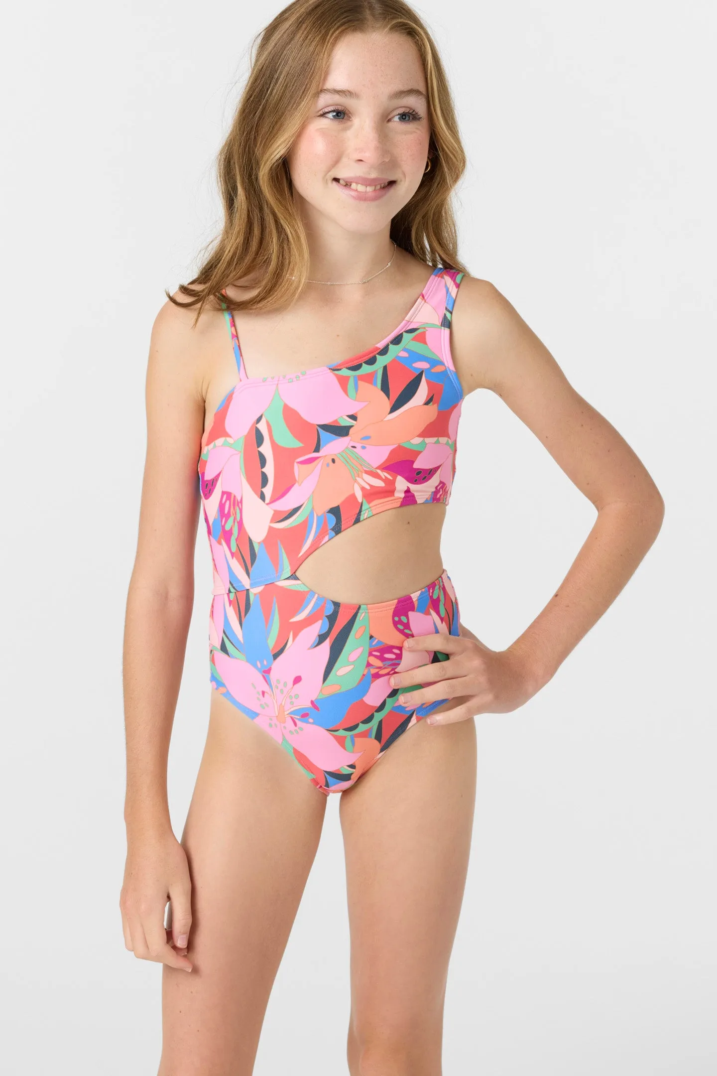 Girl's Cabana Floral Asymmetrical One-Piece sold by O'Neill product image thumbnail 4