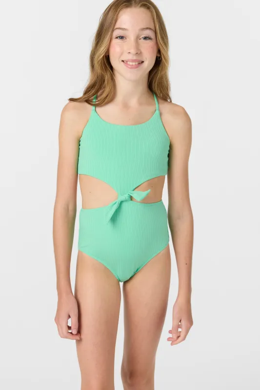 GIRL'S DAWNBREAK RIB KNOT FRONT ONE-PIECE sold by O'Neill