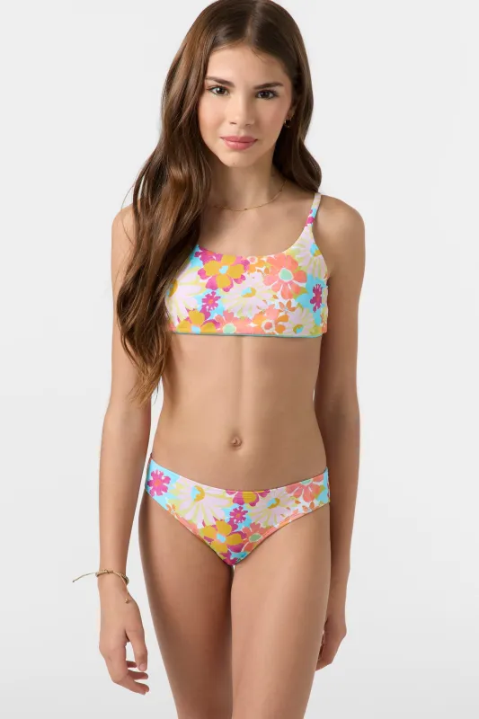 Girl's Brasilia Floral Revo Tie Back Bralette Top Set sold by O'Neill