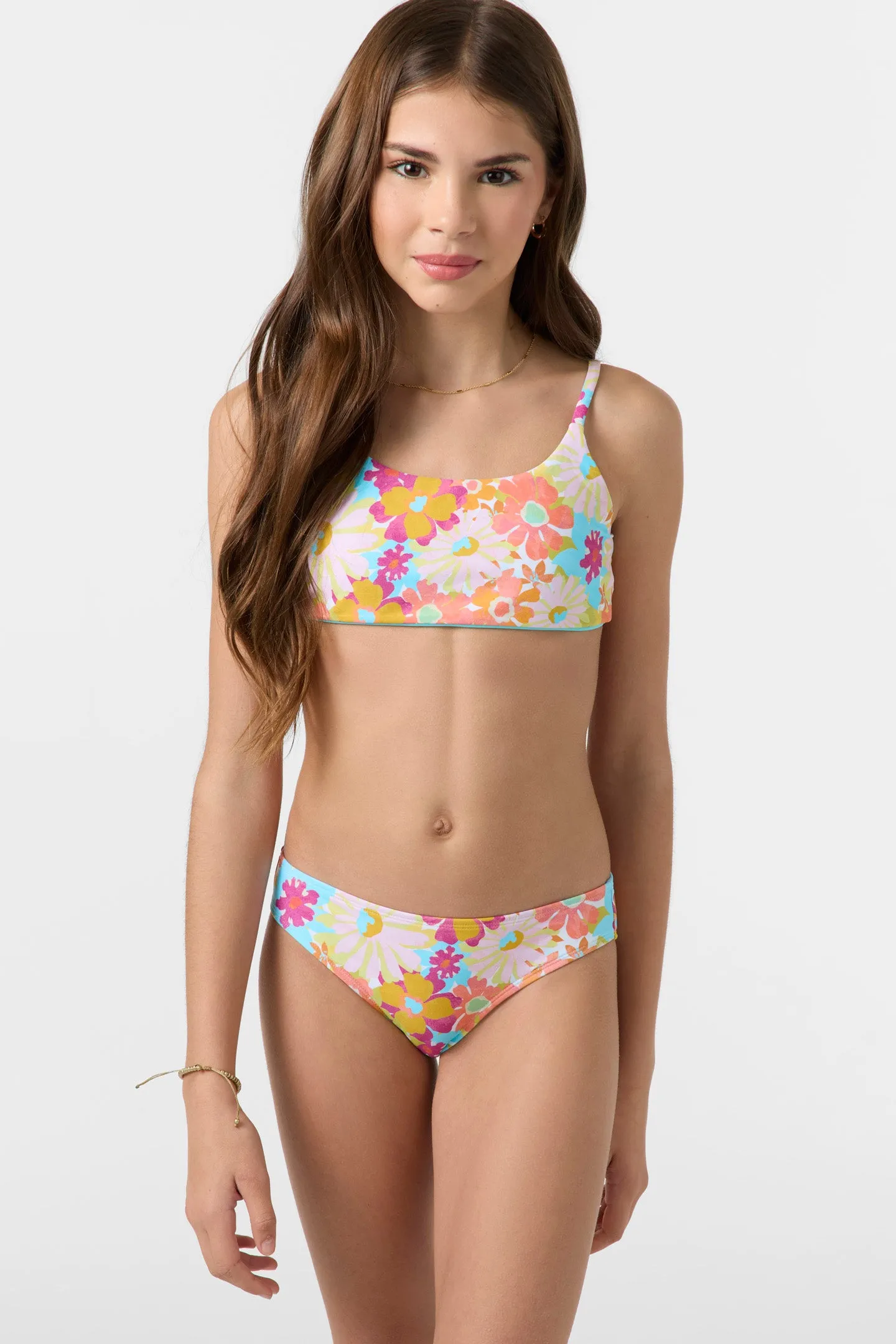 Girl's Brasilia Floral Revo Tie Back Bralette Top Set sold by O'Neill