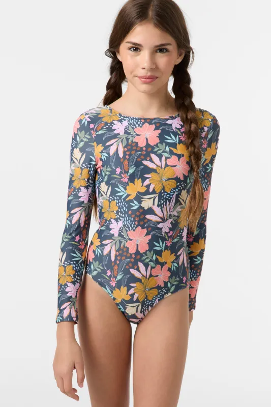 GIRL'S MILA FLORAL TWIST BACK SURF SUIT sold by O'Neill