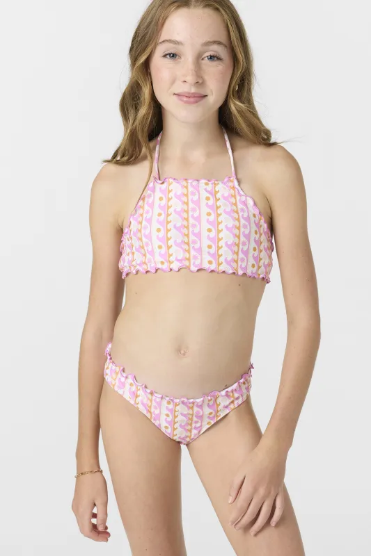 Girl's Balearic Waves Ruffle Edge High Neck Top Set sold by O'Neill