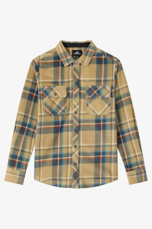 Boy's Glacier Plaid Superfleece Long Sleeve Shirt sold by O'Neill