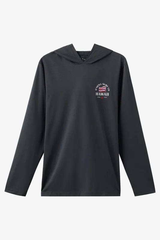 TRVLR UPF Hooded Hawaii Flag Long Sleeve Pullover sold by O'Neill