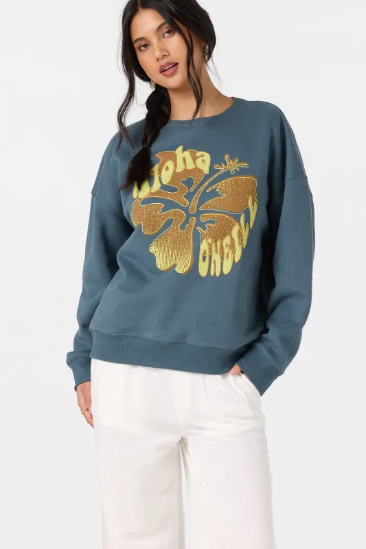 Hibiscus Hawaii Oversized Crew Neck Fleece made by O'Neill