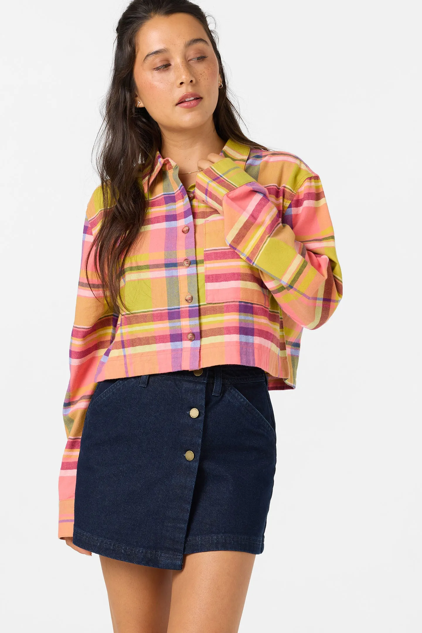 Pippa Flannel Crop Long Sleeve Shirt sold by O'Neill product image thumbnail 4