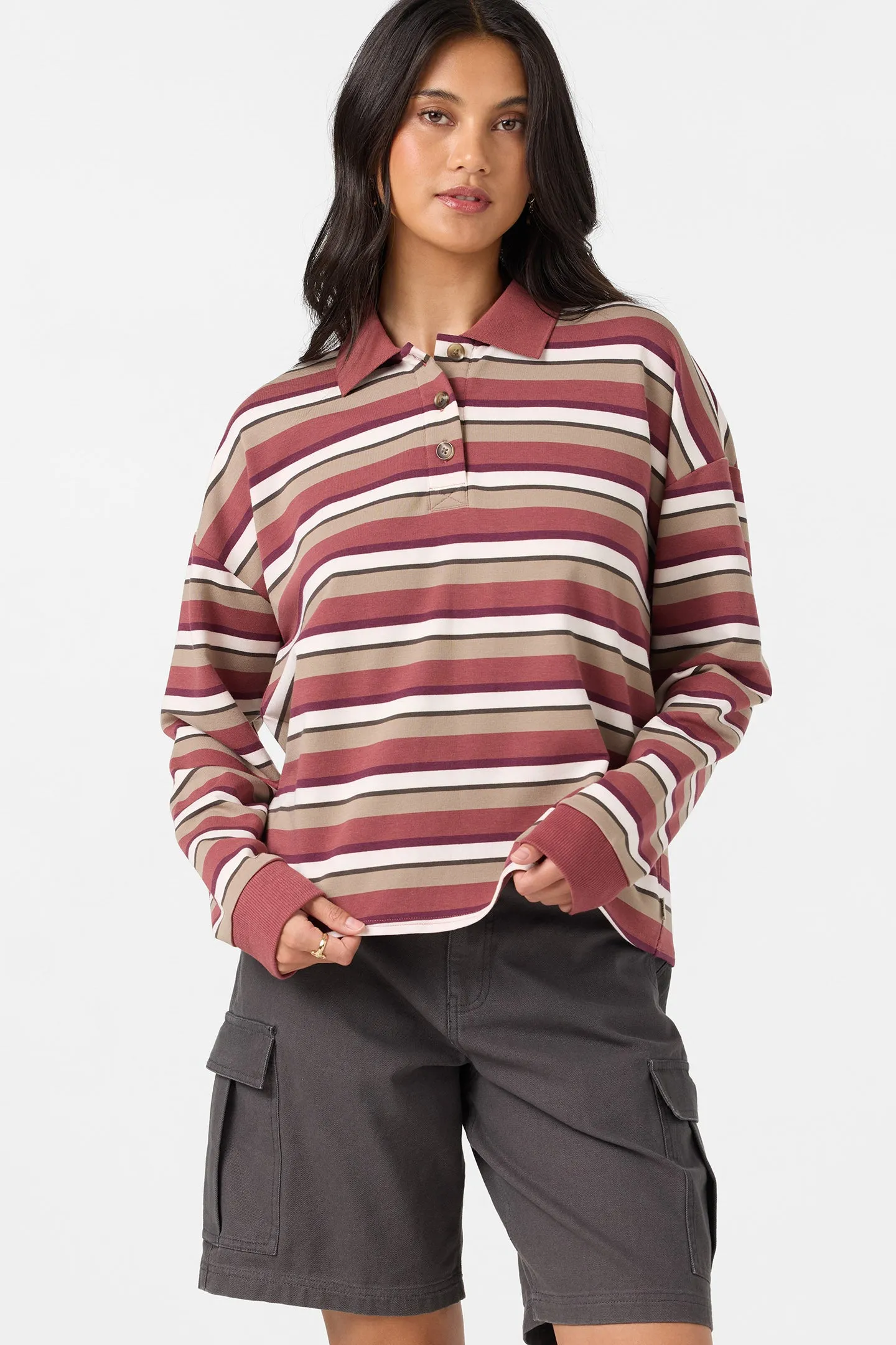 O'Riginals Kyra Long Sleeve Crop Polo Top sold by O'Neill
