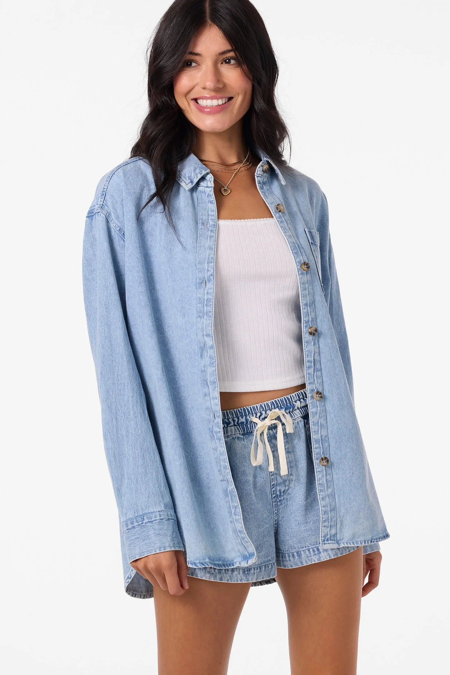 Sevie Denim Shacket Jacket sold by O'Neill