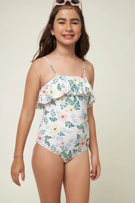 GIRL'S ARABELLA FLORAL RUFFLE ONE PIECE sold by O'Neill