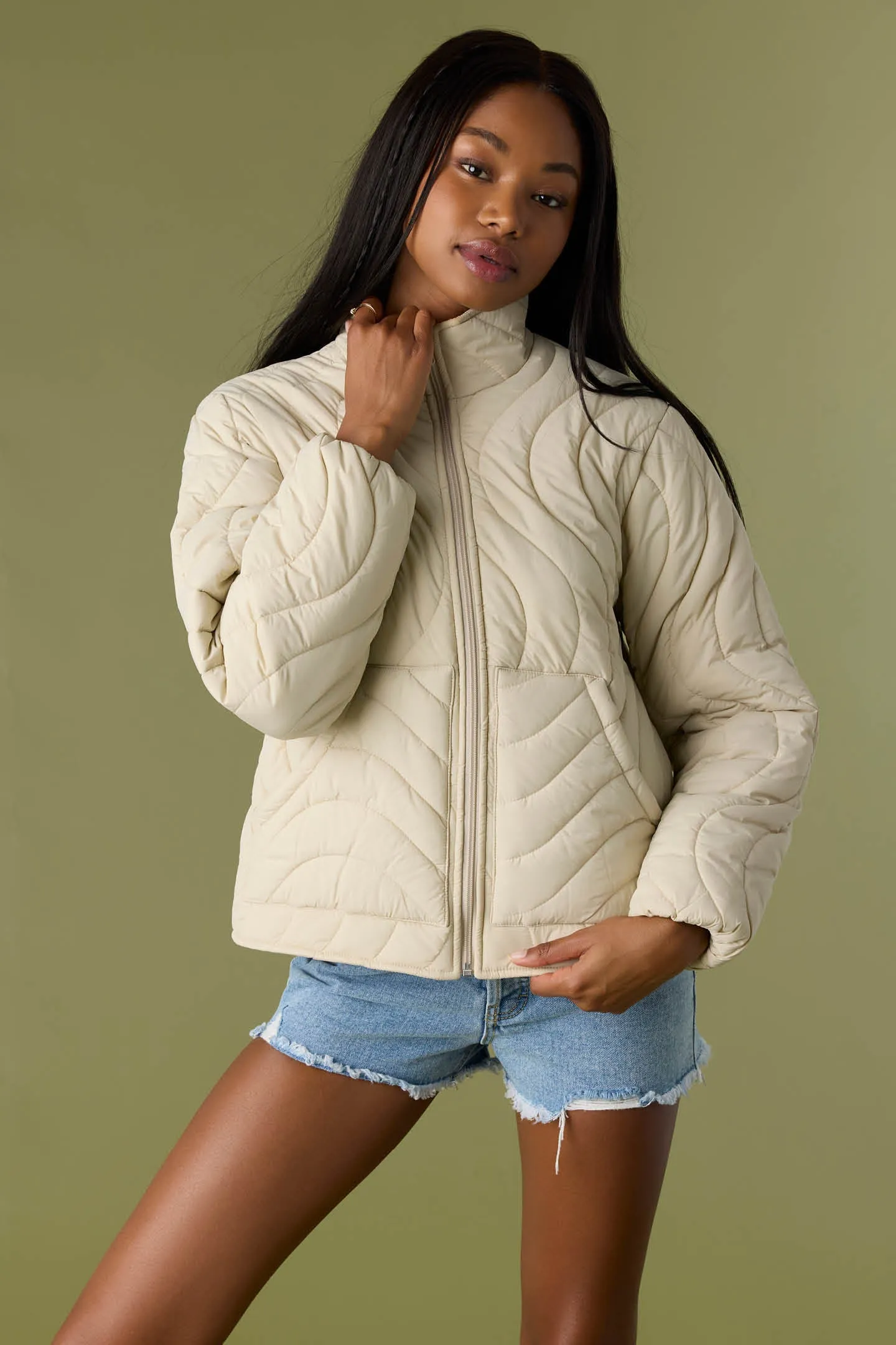 Eden Nylon Wave Quilted Zip Jacket sold by O'Neill