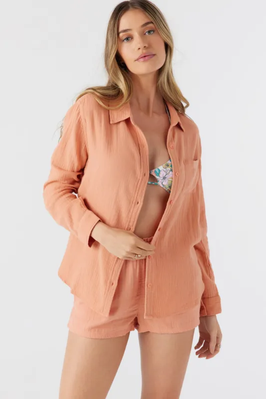 LENI CRINKLE DOUBLE GAUZE BUTTON DOWN SHIRT sold by O'Neill