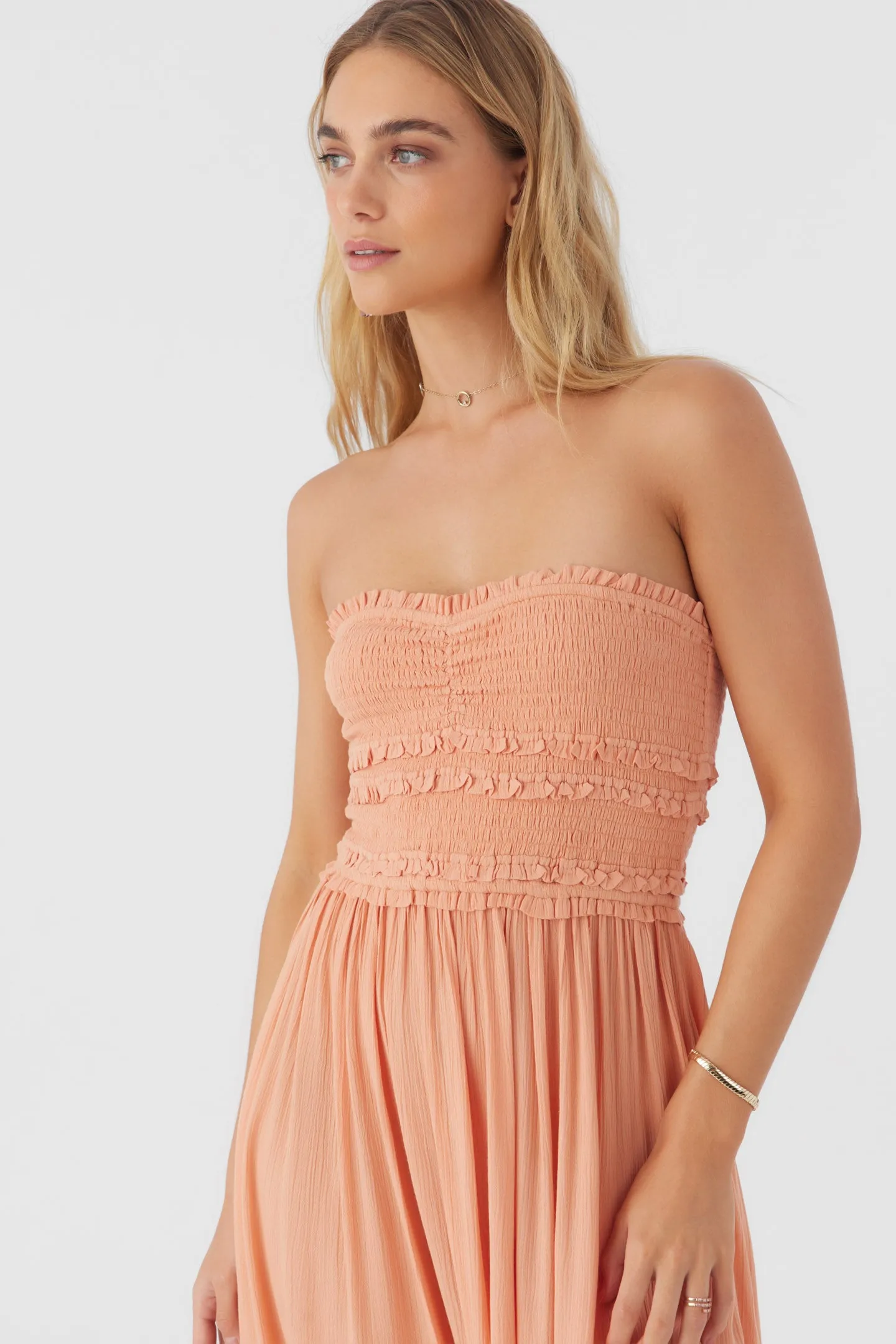 DEVYN SMOCKED STRAPLESS MIDI DRESS sold by O'Neill product image thumbnail 4