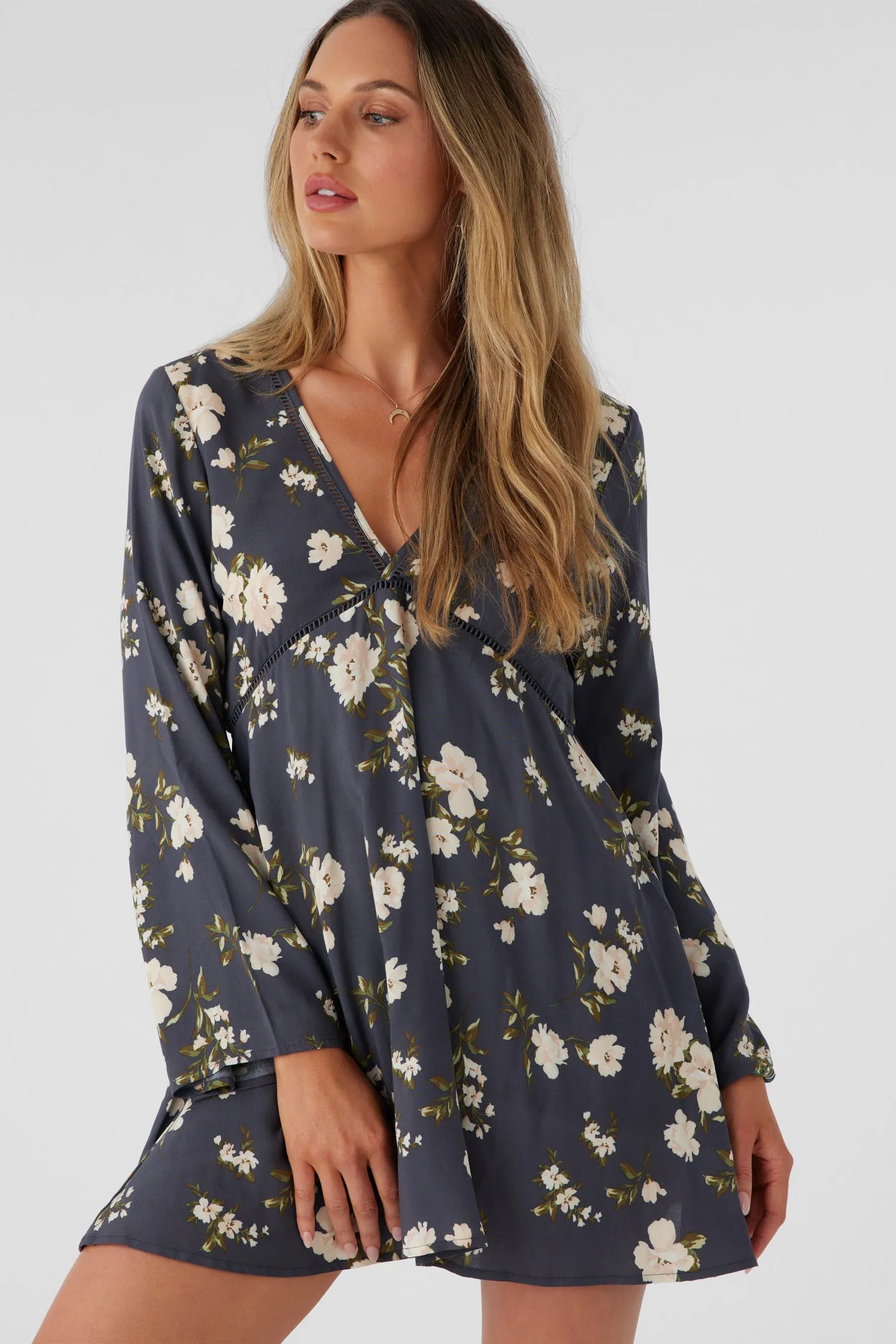 STEVIE KENDRA FLORAL LONG SLEEVE MINI DRESS sold by O'Neill