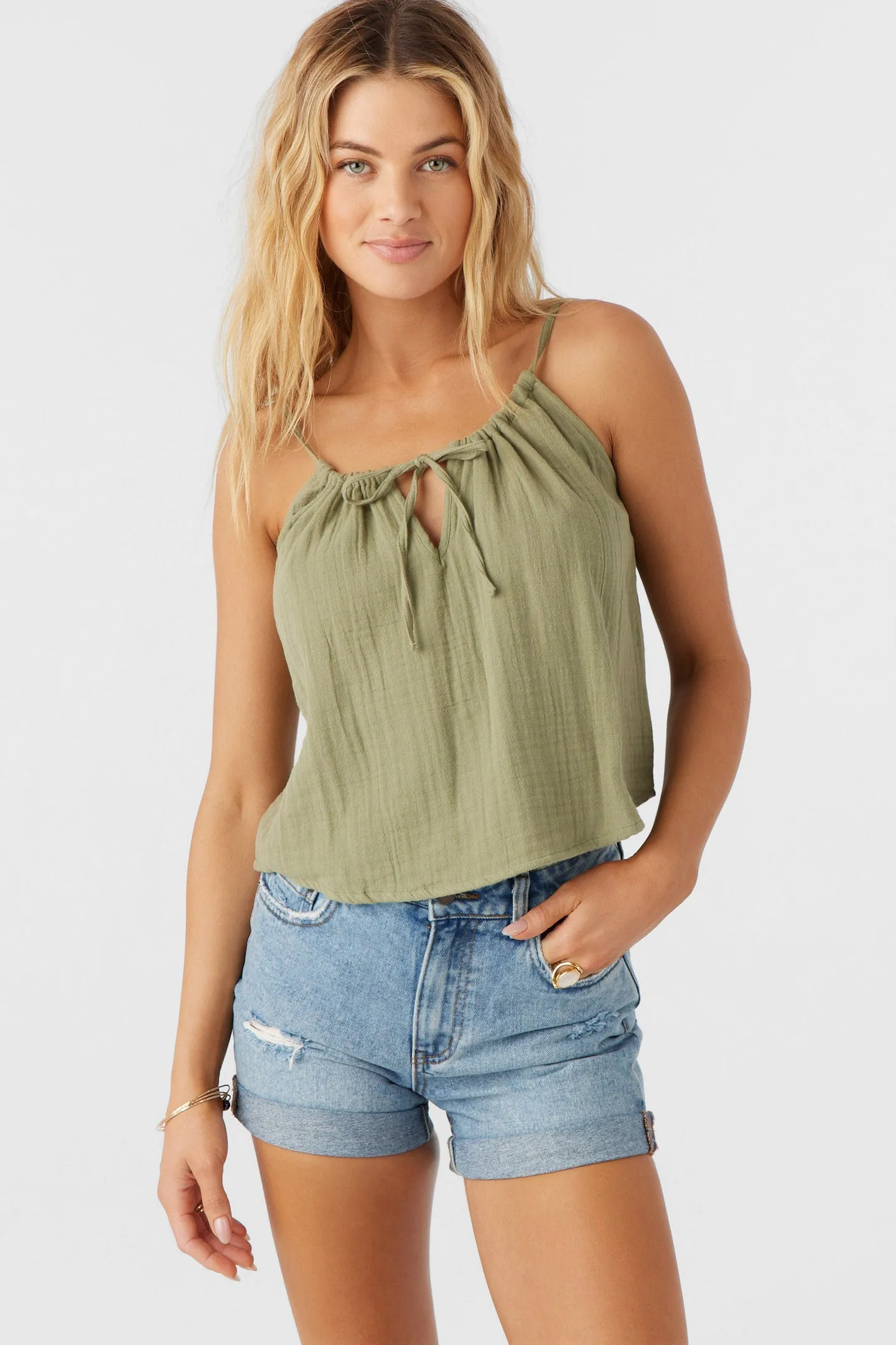 ANYA CRINKLE DOUBLE GAUZE TANK TOP sold by O'Neill