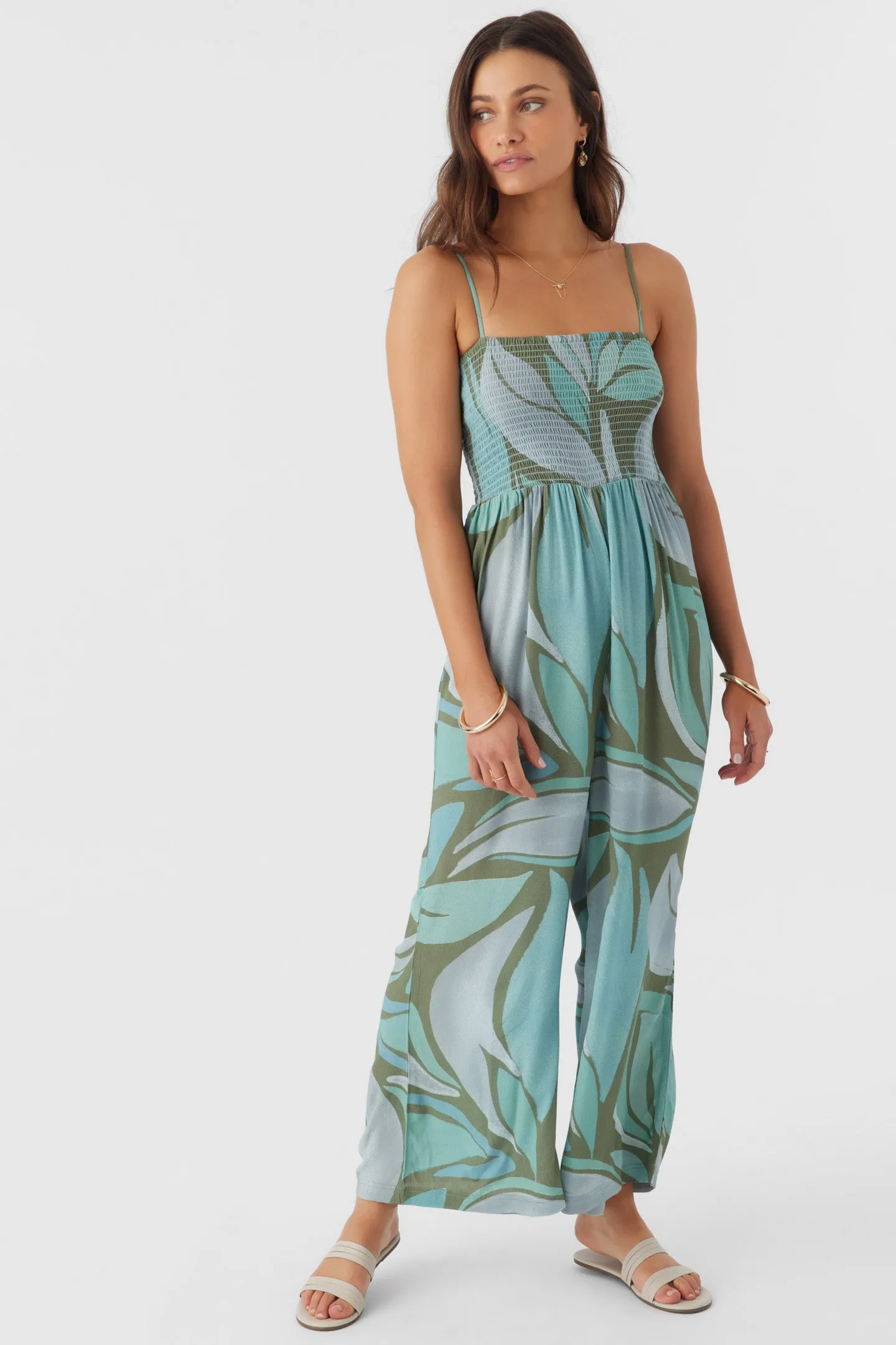 CADE LORETA PRINT SMOCKED JUMPSUIT sold by O'Neill