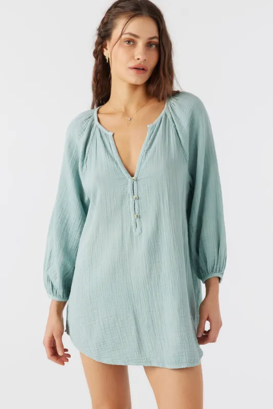 KRYSTEN CRINKLE DOUBLE GAUZE TUNIC SWIM COVER-UP sold by O'Neill
