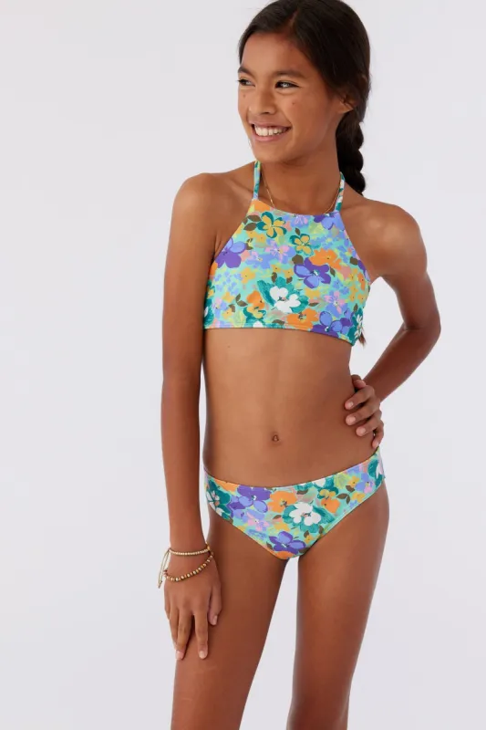 GIRL'S SAMI FLORAL BRAIDED STRAP HI-NECK SWIM SET sold by O'Neill