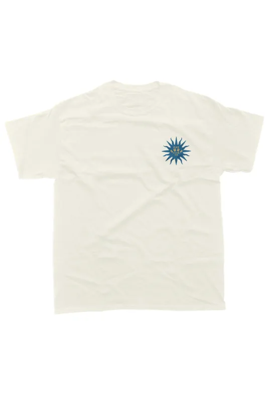 OAK SURF CLUB UNISEX SUN TEE - NATURAL W/BLUE SUN sold by OAK