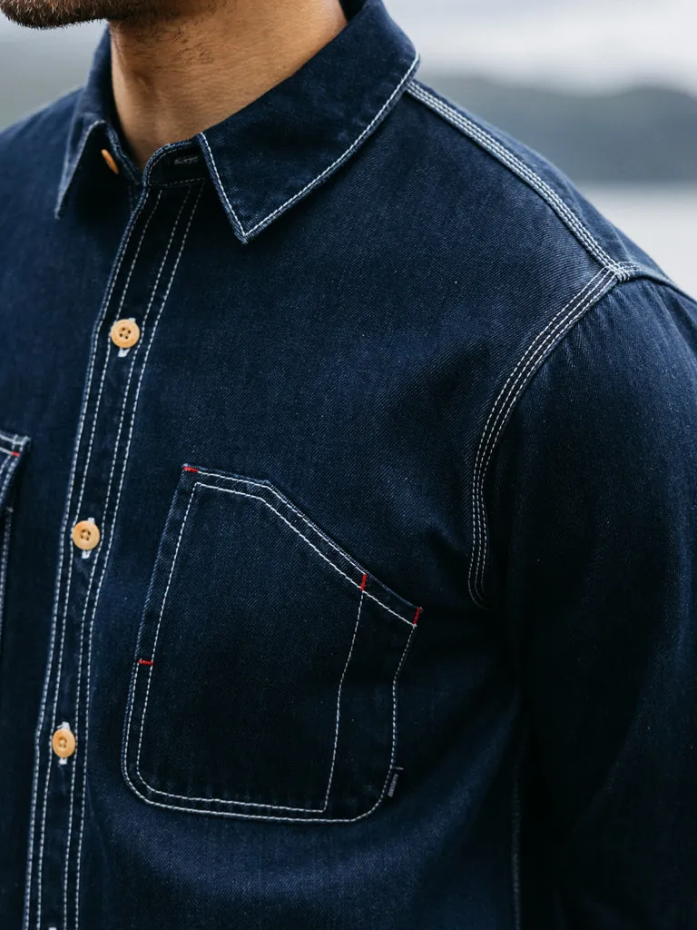 FINISTERRE EDDYSTONE DENIM SHIRT - WASHED DENIM sold by OAK product image thumbnail 4