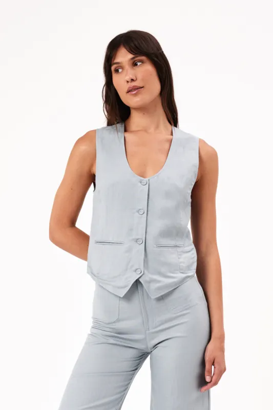 ROLLAS SOHO LINEN VEST - FOG sold by OAK