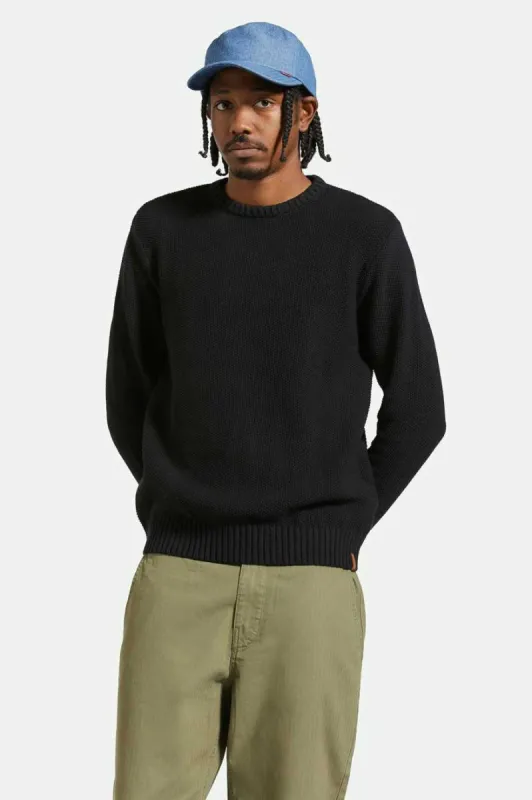 BRIXTON JACQUES WAFFLE KNIT SWEATER - BLACK sold by OAK