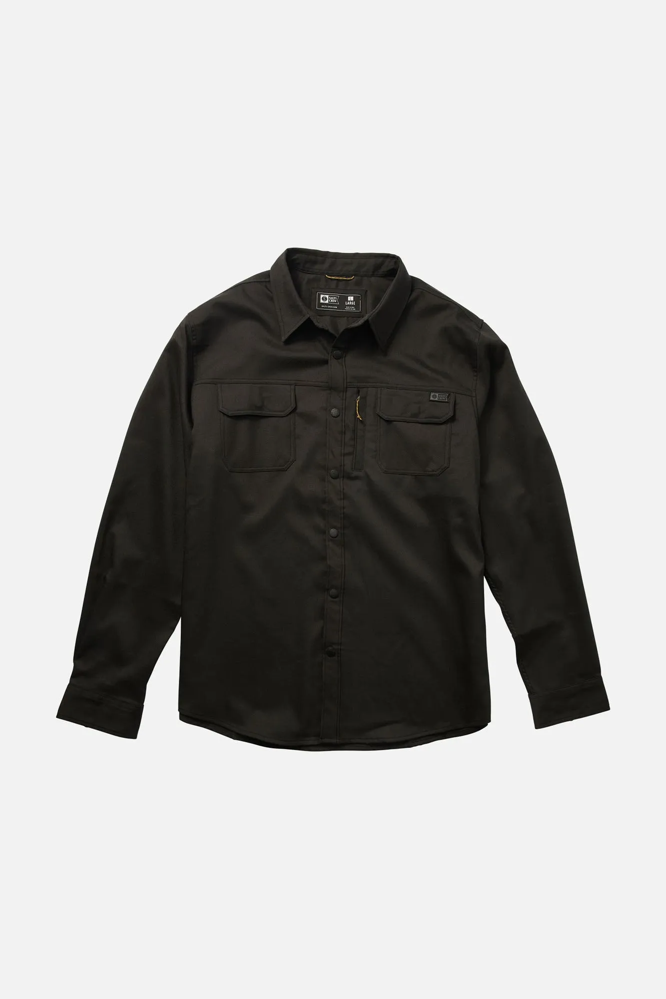 SALTY CREW FATHOM LS TECH FLANNEL - SOLID BALCK sold by OAK