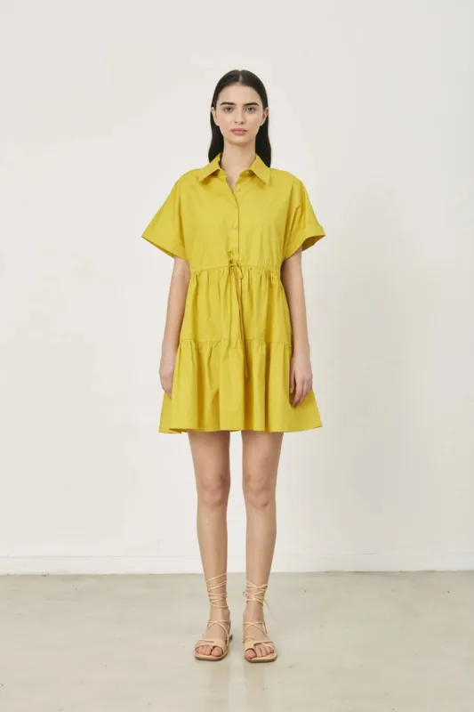 DELUC TILDA SHIRT MINI DRESS - MUSTARD sold by OAK