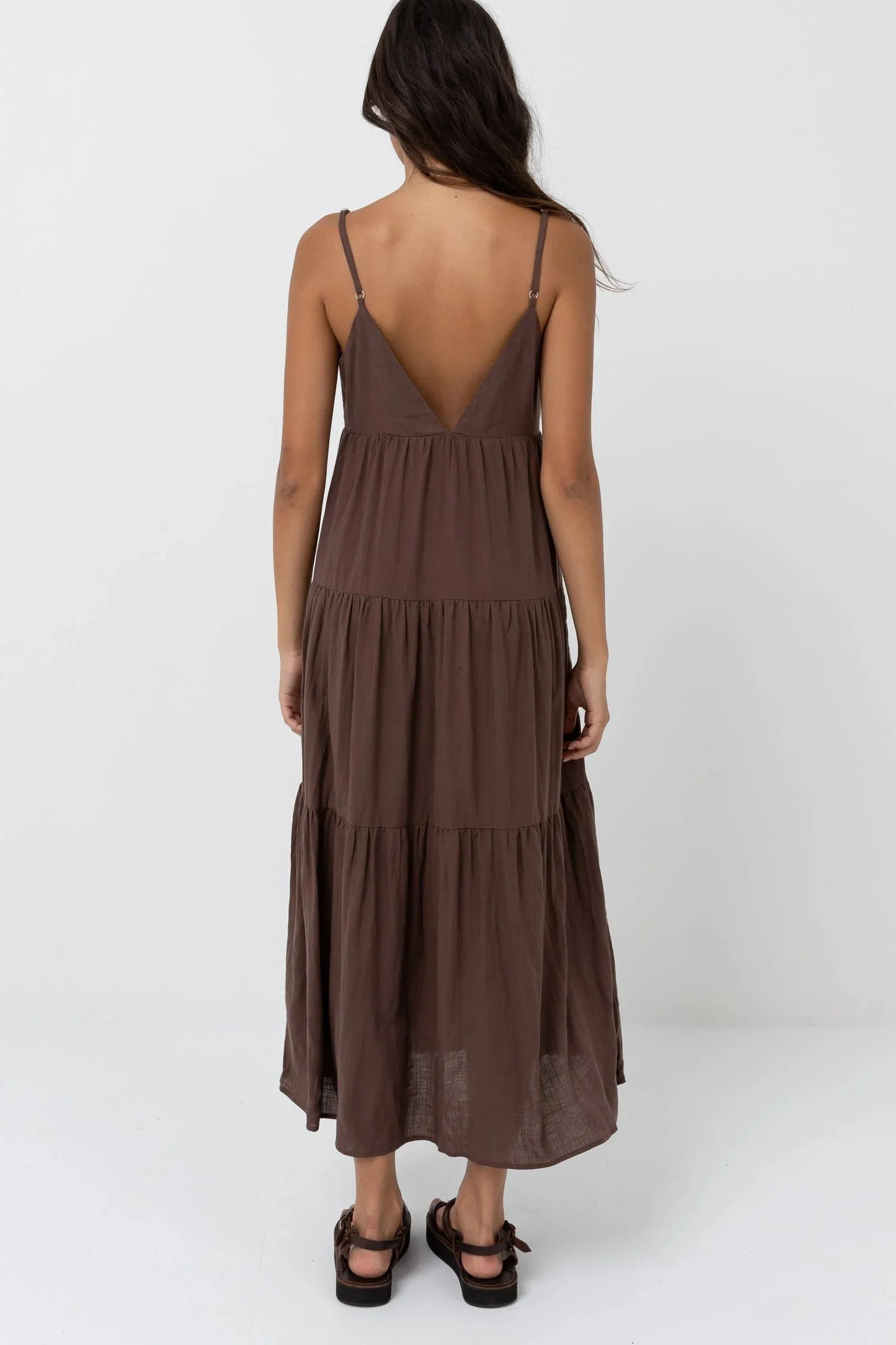 RHYTHM CLASSIC TIERED MIDI DRESS - CHOCOLATE sold by OAK product image thumbnail 2