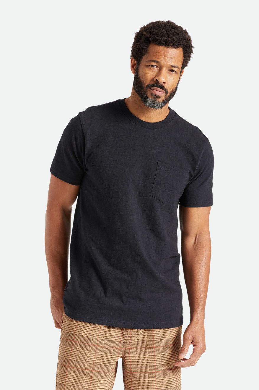 BRIXTON BASIC SLUB S/S PKT TEE - BLACK sold by OAK