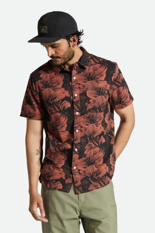BRIXTON CHARTER PRINT S/S WOVEN SHIRT - WASHED BLACK/TERRACOTTA FLORAL sold by OAK