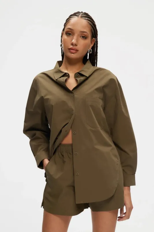 KUWALLA POPLIN OVERSIZED SHIRT - KHAKI sold by OAK