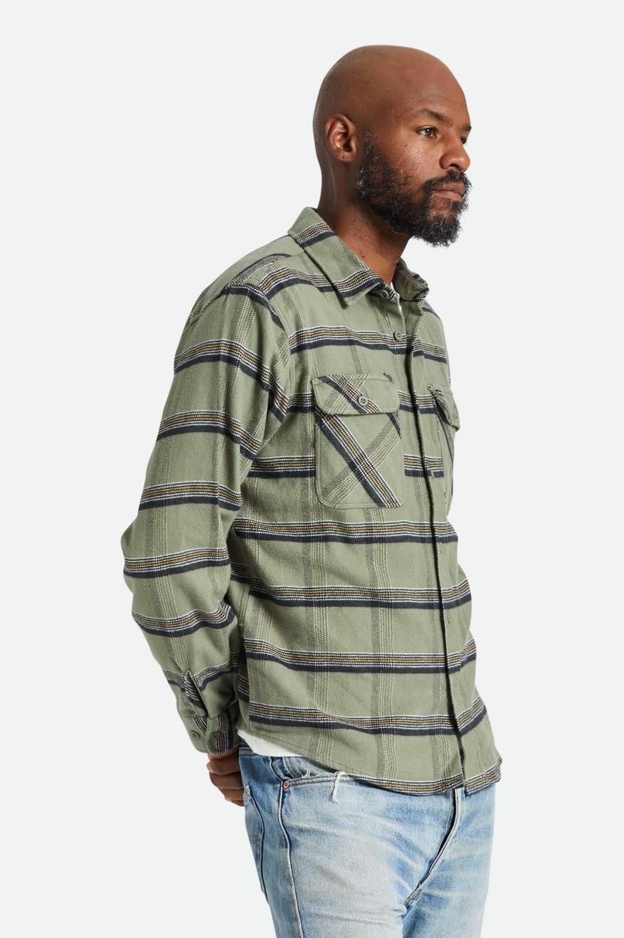 BRIXTON BOWERY STRETCH WATER RESISTANT FLANNEL - OLIVE SURPLUS/BLACK/WHITE sold by OAK product image thumbnail 2