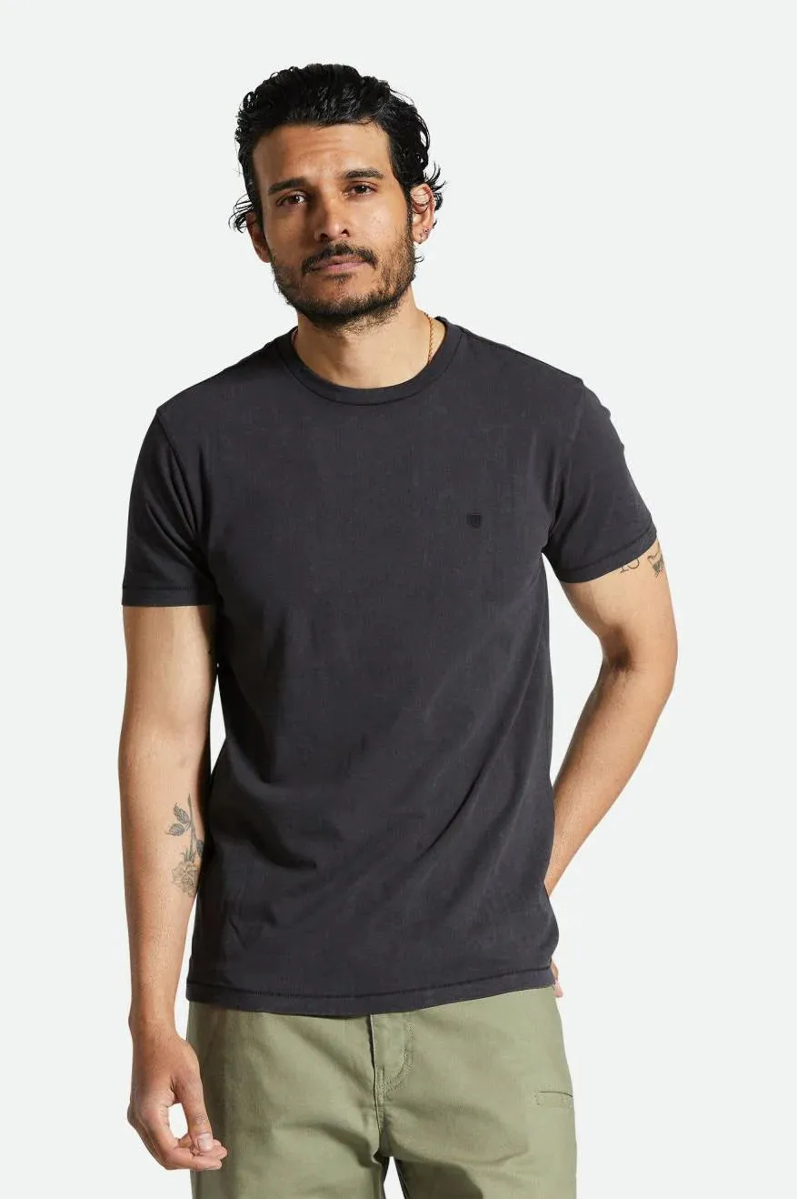 BRIXTON VINTAGE RESERVE S/S TEE - BLACK SOL WASH sold by OAK