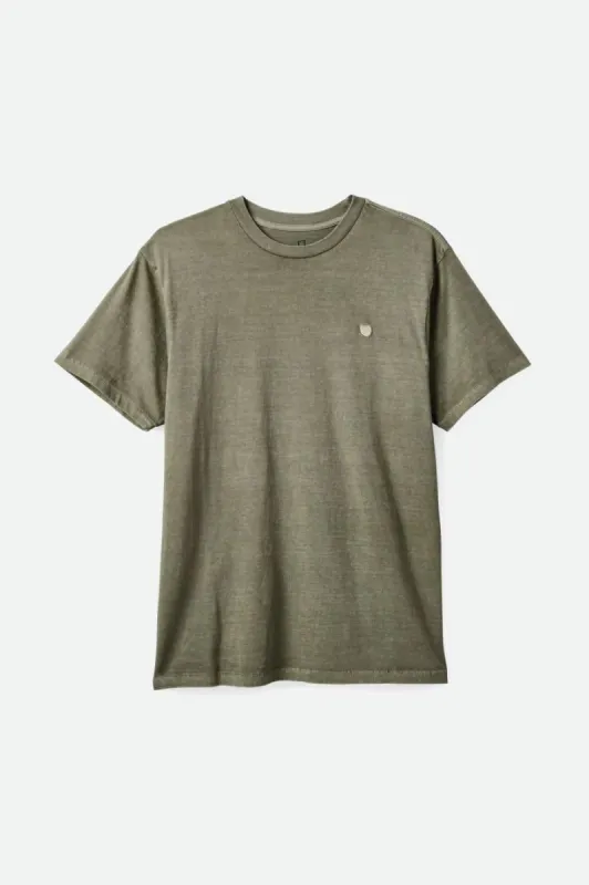 BRIXTON VINTAGE RESERVE S/S TEE - OLIVE VINTAGE WASH sold by OAK