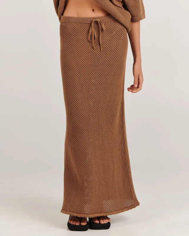 CHARLIE HOLIDAY SARAH MAXI SKIRT - BROWN sold by OAK