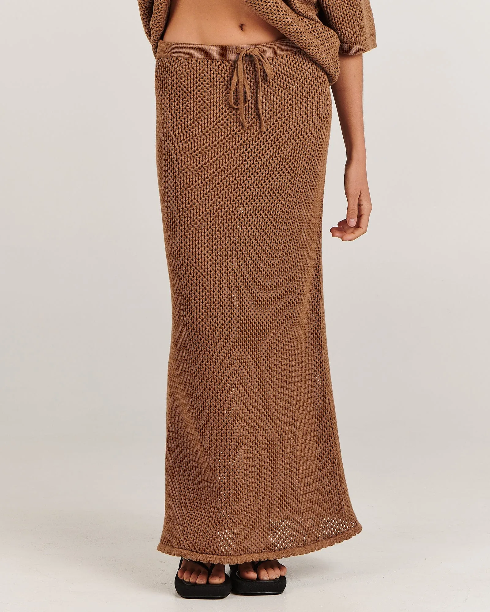 CHARLIE HOLIDAY SARAH MAXI SKIRT - BROWN sold by OAK