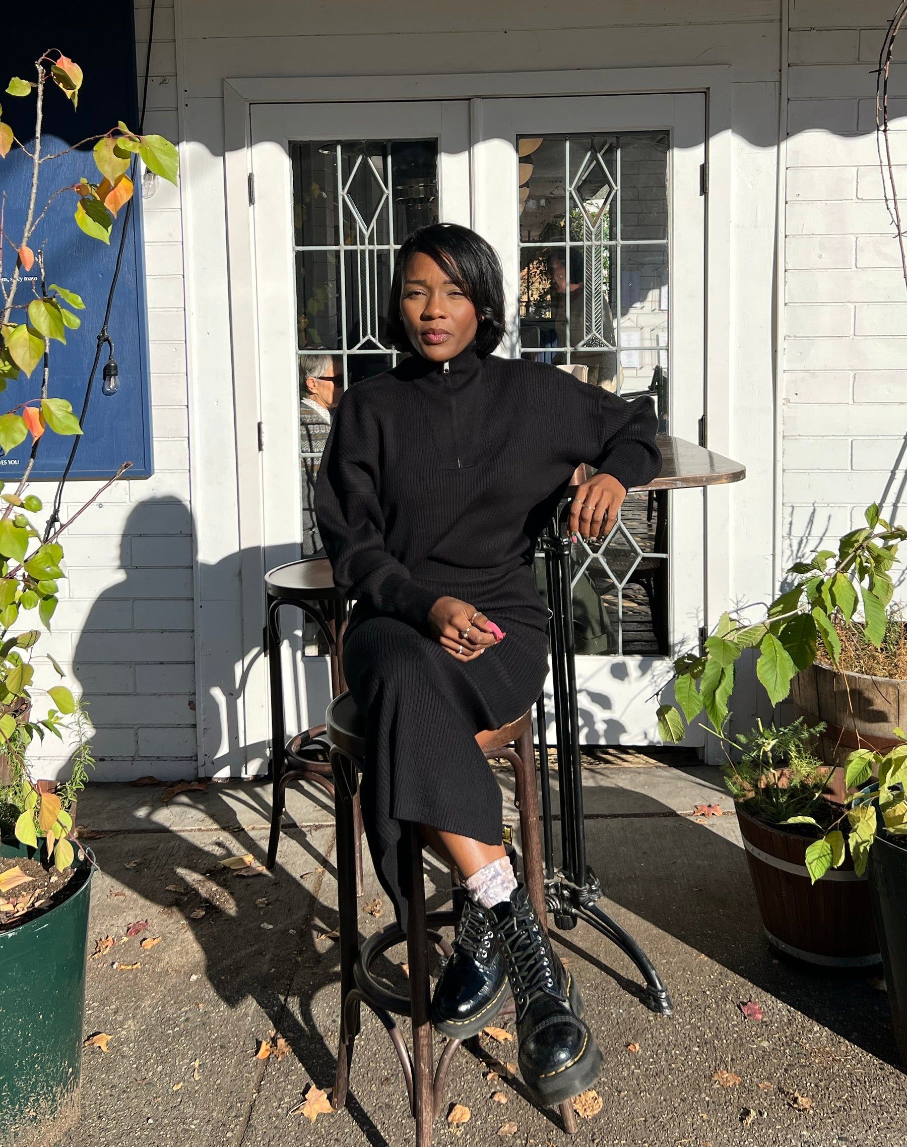 BRUNETTE THE LABEL RIB KNIT BOXY CROP HALF ZIP - BLACK sold by OAK product image thumbnail 5