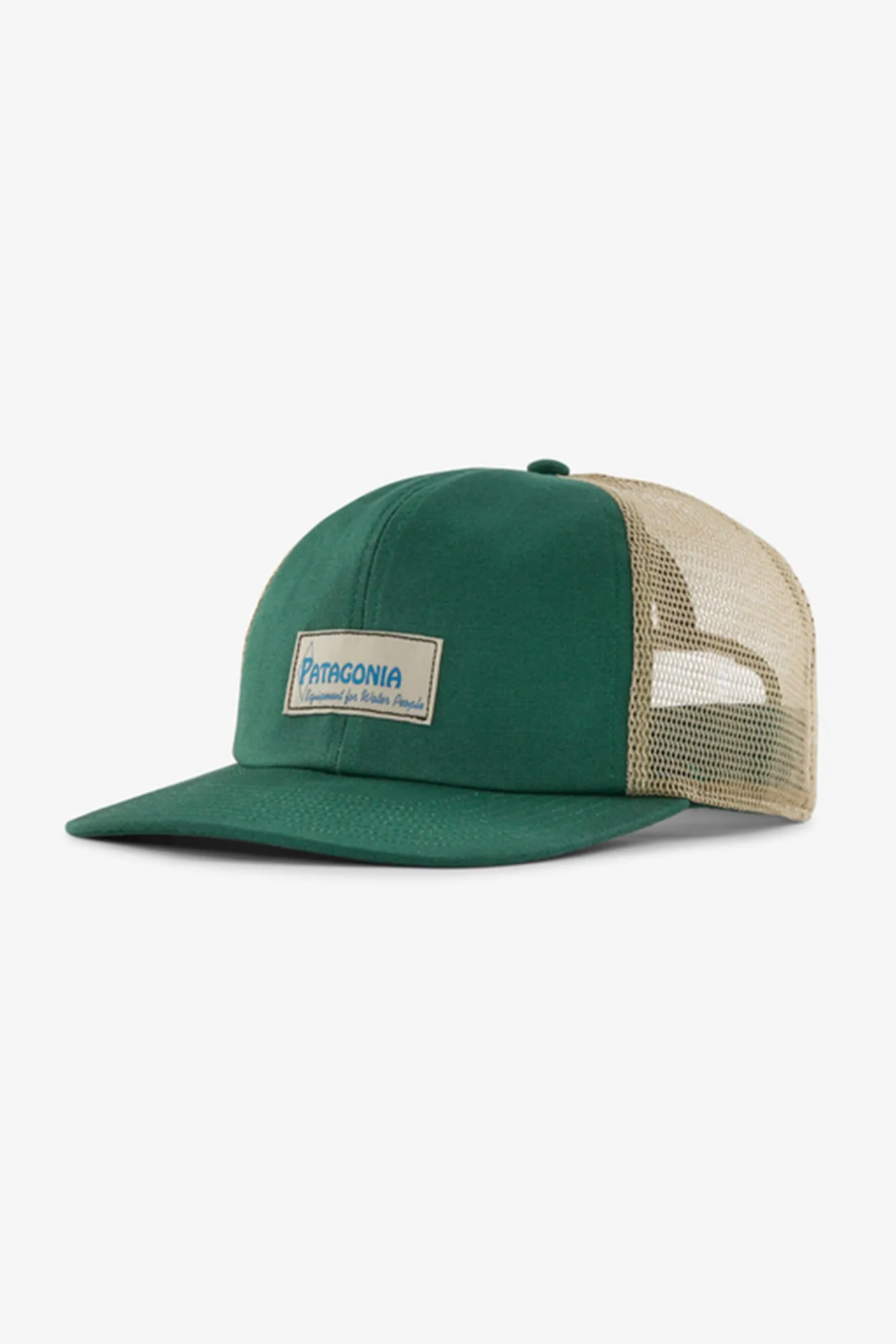 PATAGONIA RELAXED TRUCKER HAT - WATER PEOPLE LABEL: CONIFER GREEN sold by OAK