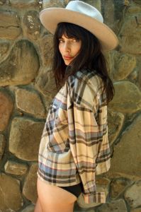 BRIXTON BOWERY WOMENS L/S FLANNEL - SESAME/FLINT BLUE sold by OAK